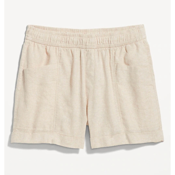 Old Navy High-Waisted Linen-Blend Utility Shorts Plus Size 2X Tan Lightweight - Picture 1 of 9